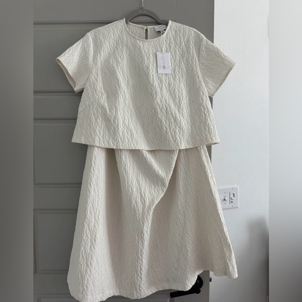 Two Piece White Skirt Set Short Sleeves Bridal